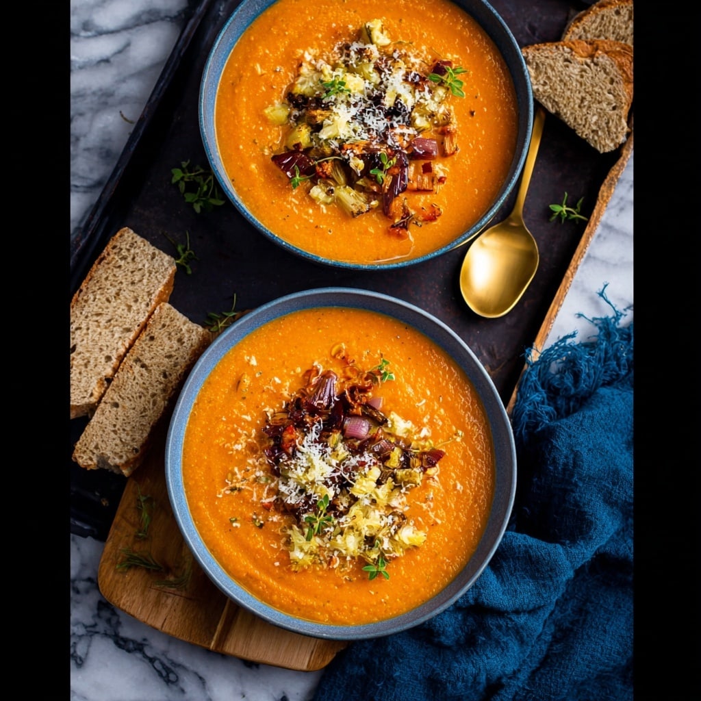 Roasted Vegetable Soup with Parmesan and Thyme Recipe - Recipe Image