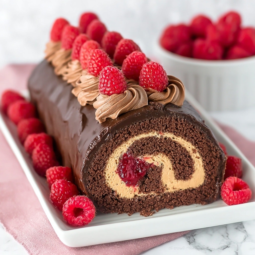 Raspberry Chocolate Roll Cake Recipe - Recipe Image