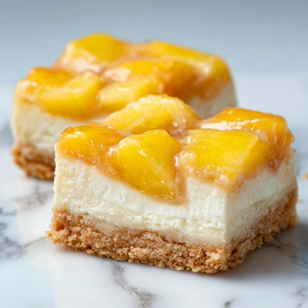 Peaches and Cream Cheesecake Bars Recipe - Recipe Image