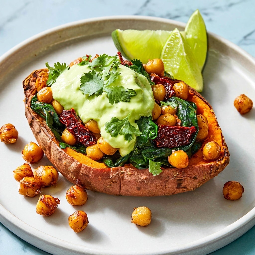 Stuffed Sweet Potatoes with Chickpeas and Sun-Dried Tomatoes Recipe - Recipe Image