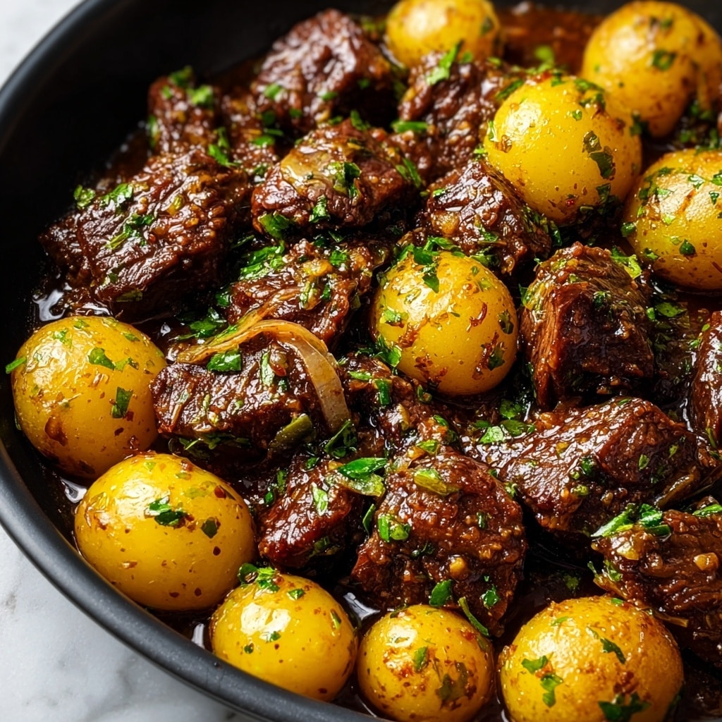 Slow Cooker Garlic Butter Beef Bites & Potatoes Recipe - Recipe Image