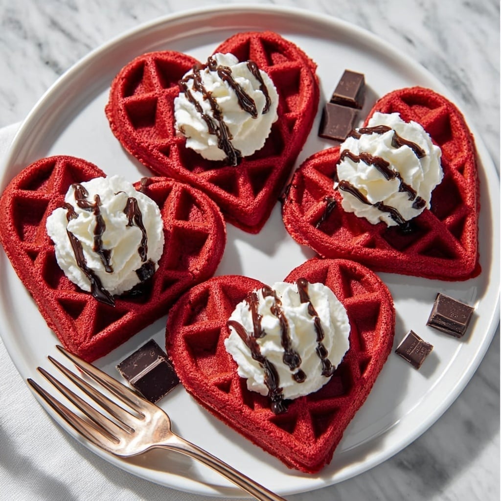 Heart-Shaped Red Velvet Waffles Recipe - Recipe Image