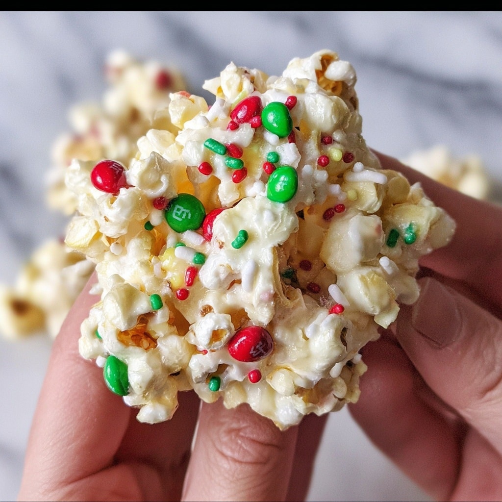 Christmas Popcorn with Marshmallows, M&Ms, and Sprinkles Recipe - Recipe Image