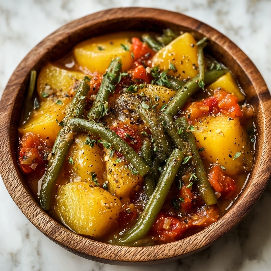 Italian Braised Green Beans and Potatoes Recipe - Recipe Image