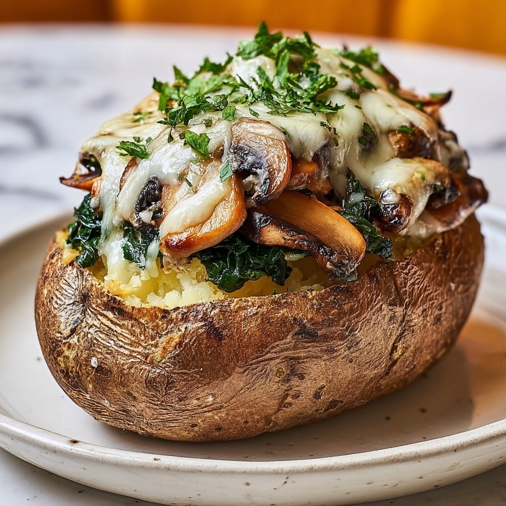 Baked Potatoes with Spinach, Cheese, and Mushrooms Recipe - Recipe Image