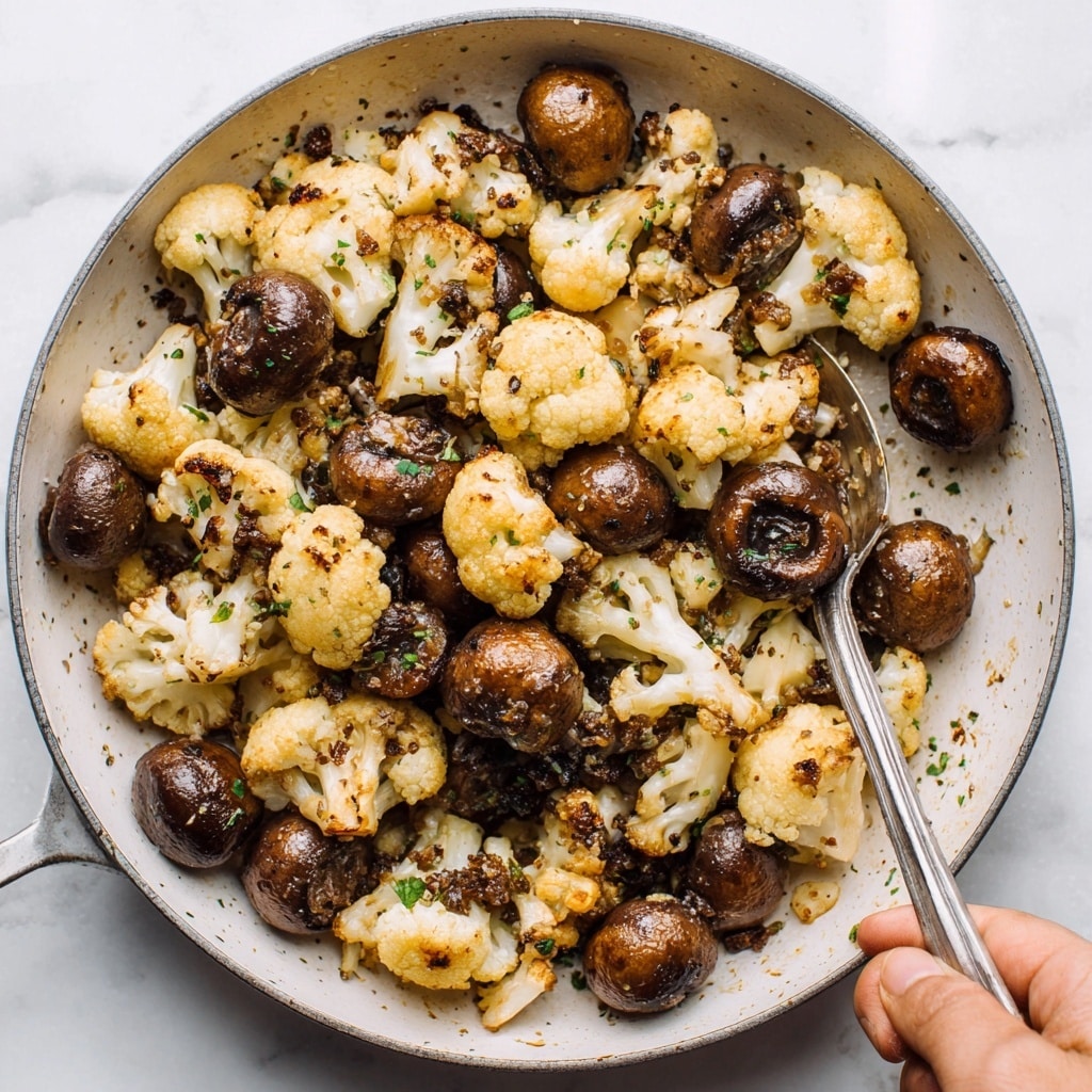 Garlic Mushrooms Cauliflower Skillet Recipe - Recipe Image