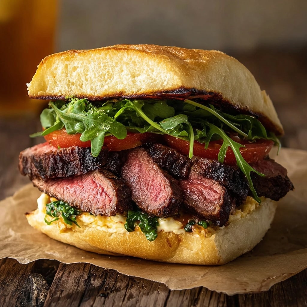 Savory Steak Sandwich with Sweet Onions and Garlic Aioli Recipe - Recipe Image