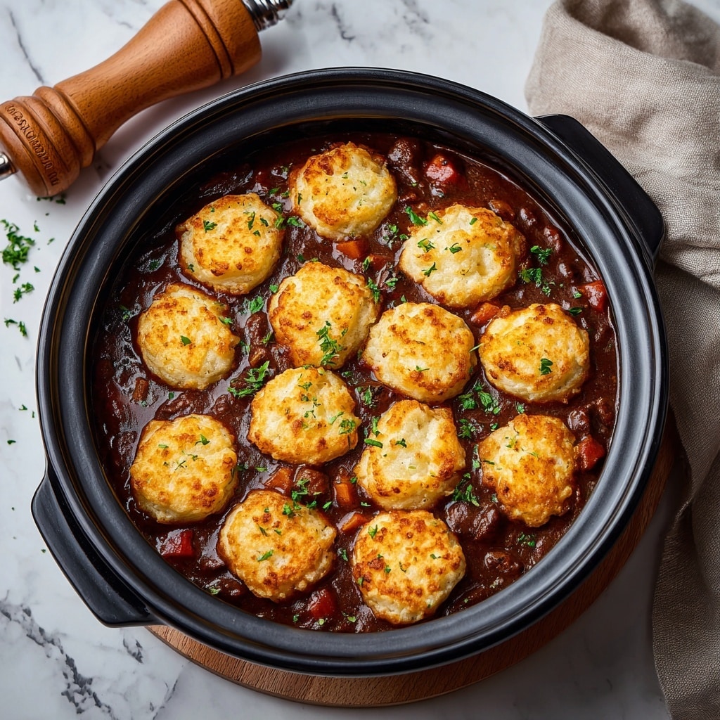 Slow Cooked Beef and Dumplings Recipe - Recipe Image