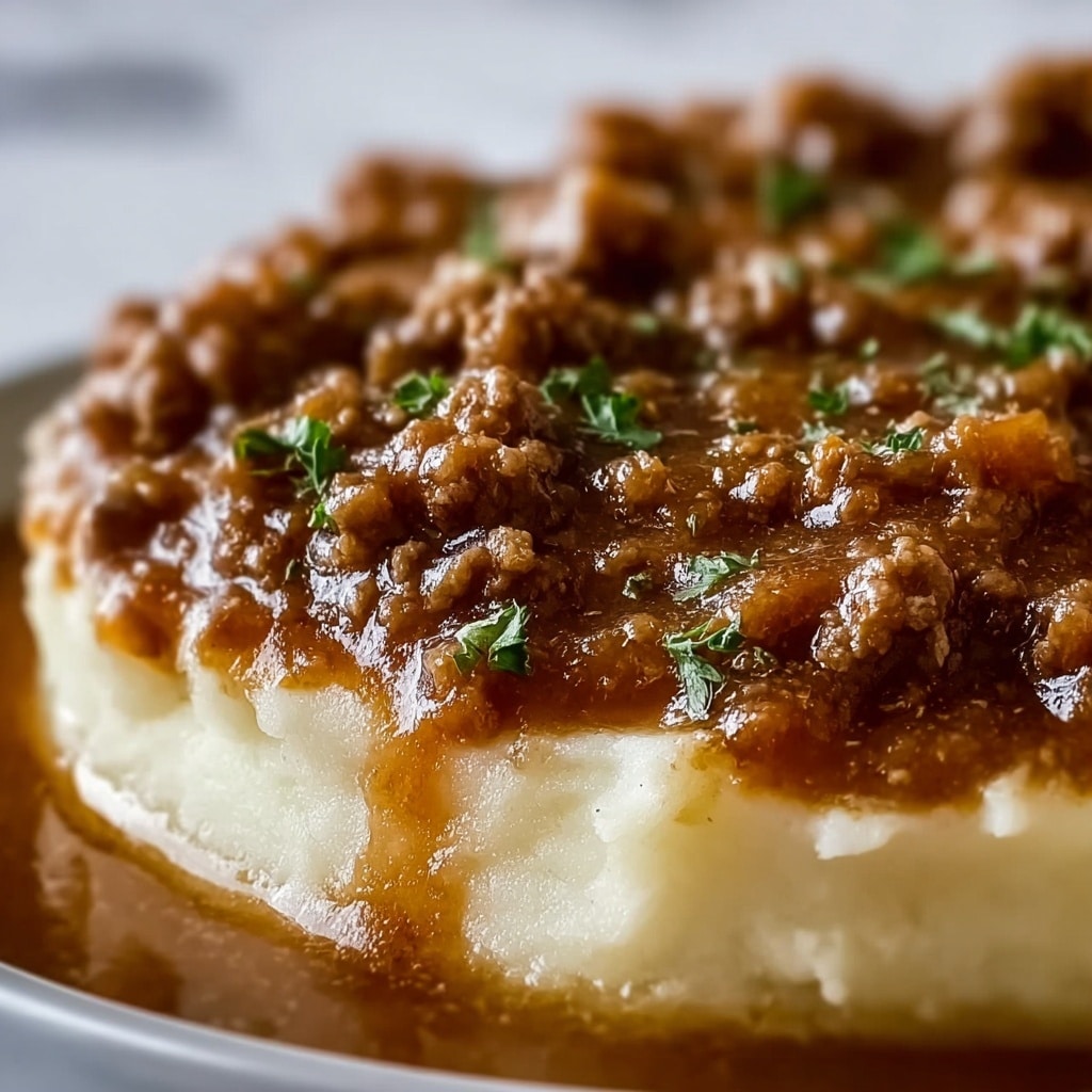 Ground Beef and Gravy Over Mashed Potatoes Recipe - Recipe Image