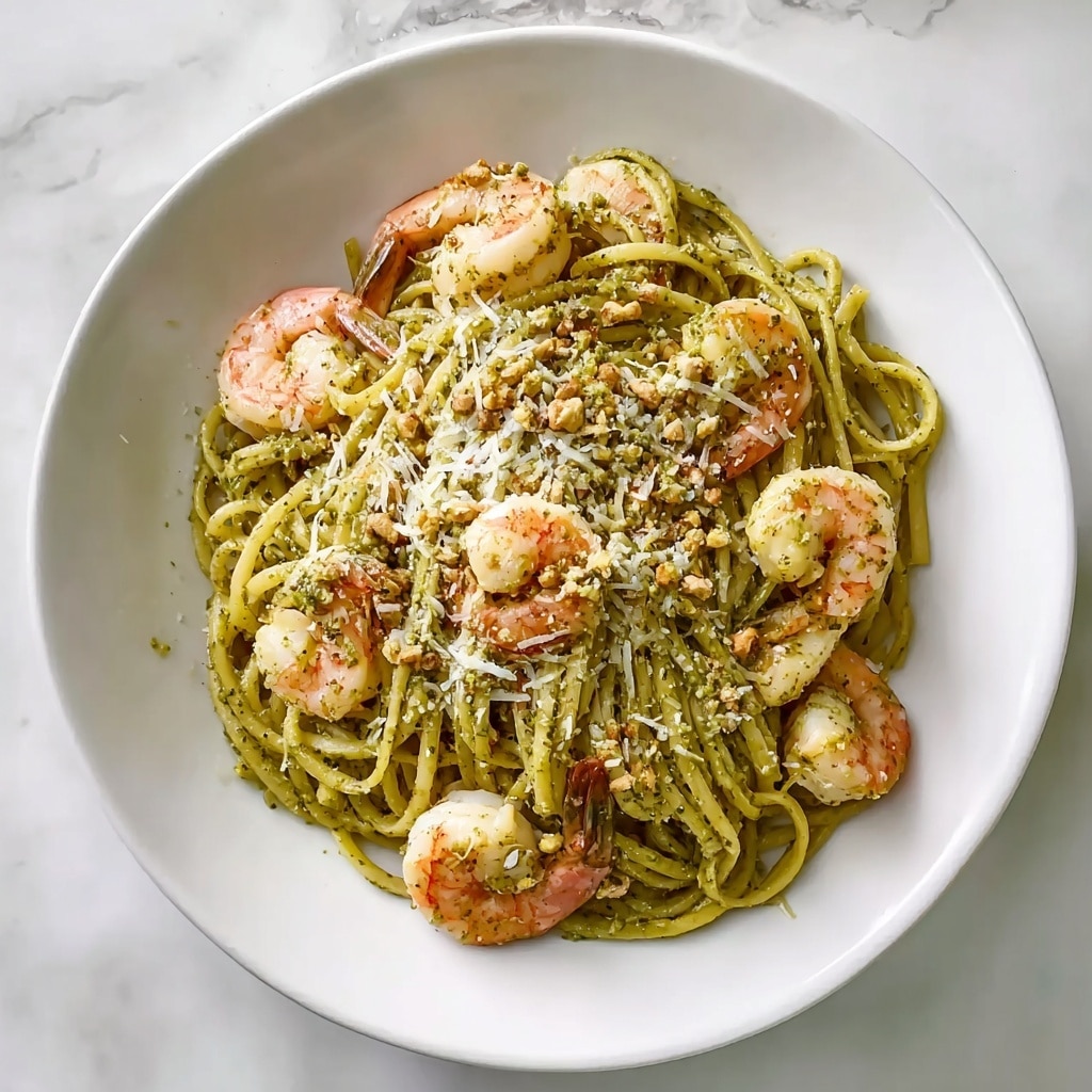 Easy & Creamy Pistachio Pesto Pasta with Shrimp Recipe - Recipe Image