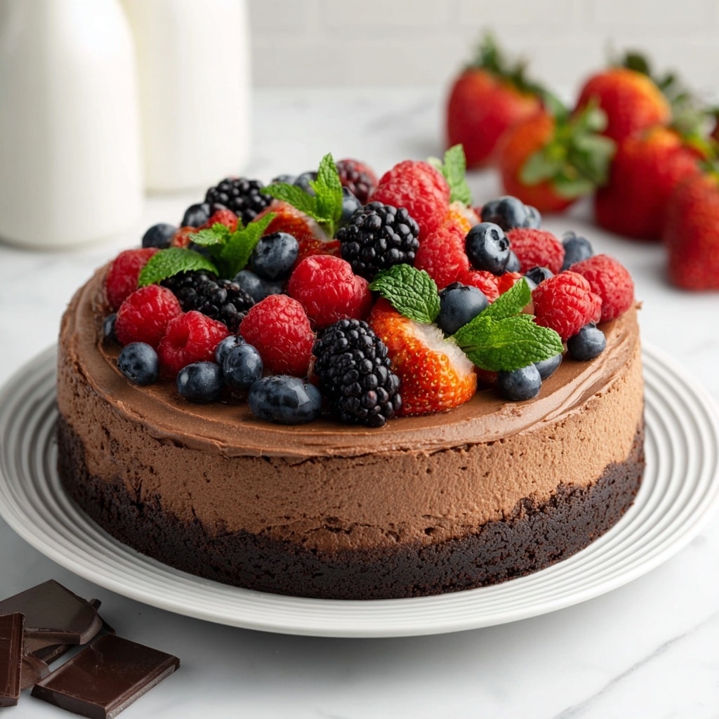 Vegan Chocolate Mousse Cake with Berry Garnish Recipe