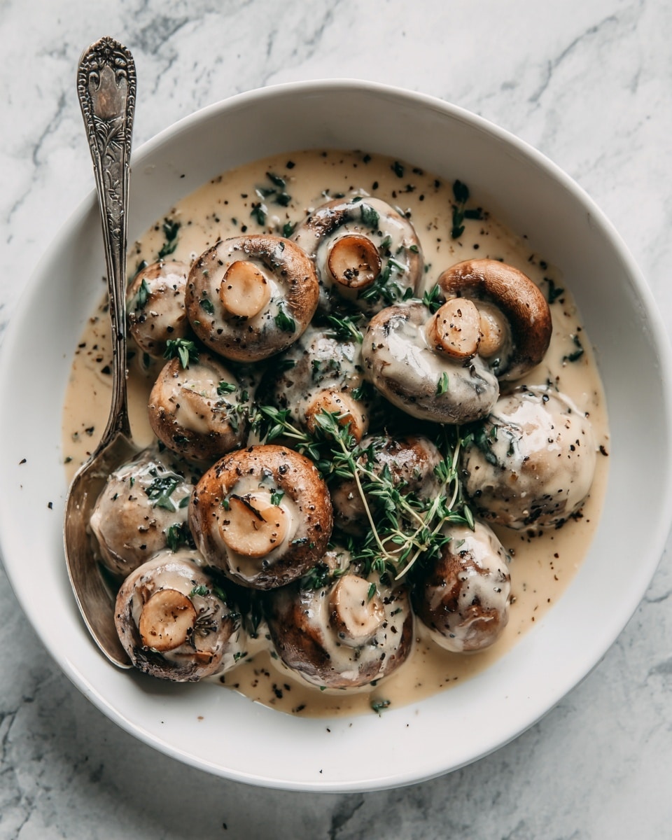 Creamy Garlic Butter Tuscan Mushrooms Recipe - Recipe Image
