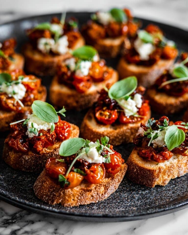 Roasted Tomato and Garlic Bruschetta Bites Recipe