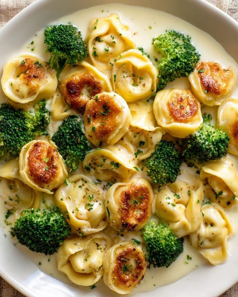Creamy Garlic Parmesan Tortellini with Chicken & Broccoli Recipe