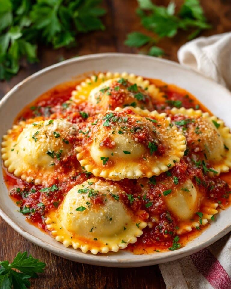 Raviolis with Creamy Harissa Sauce Recipe