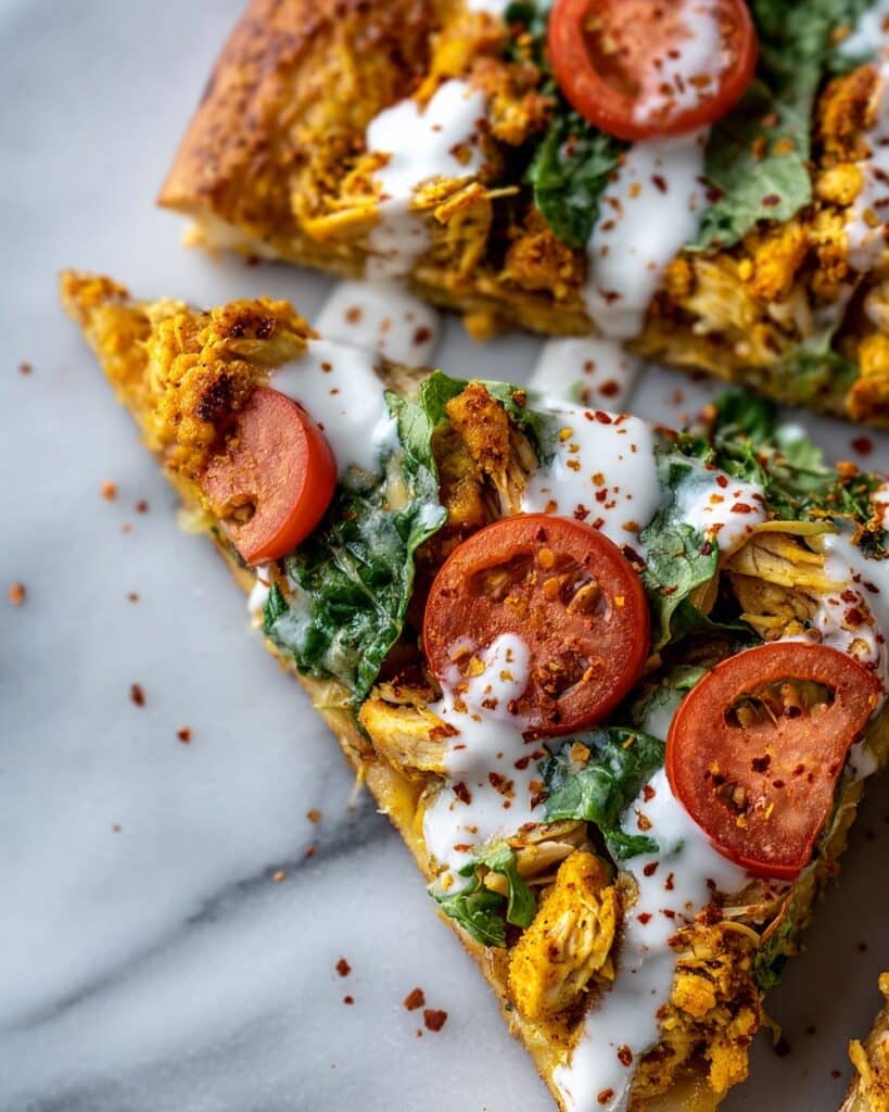 High Protein Chicken Caesar Salad Pizza Recipe