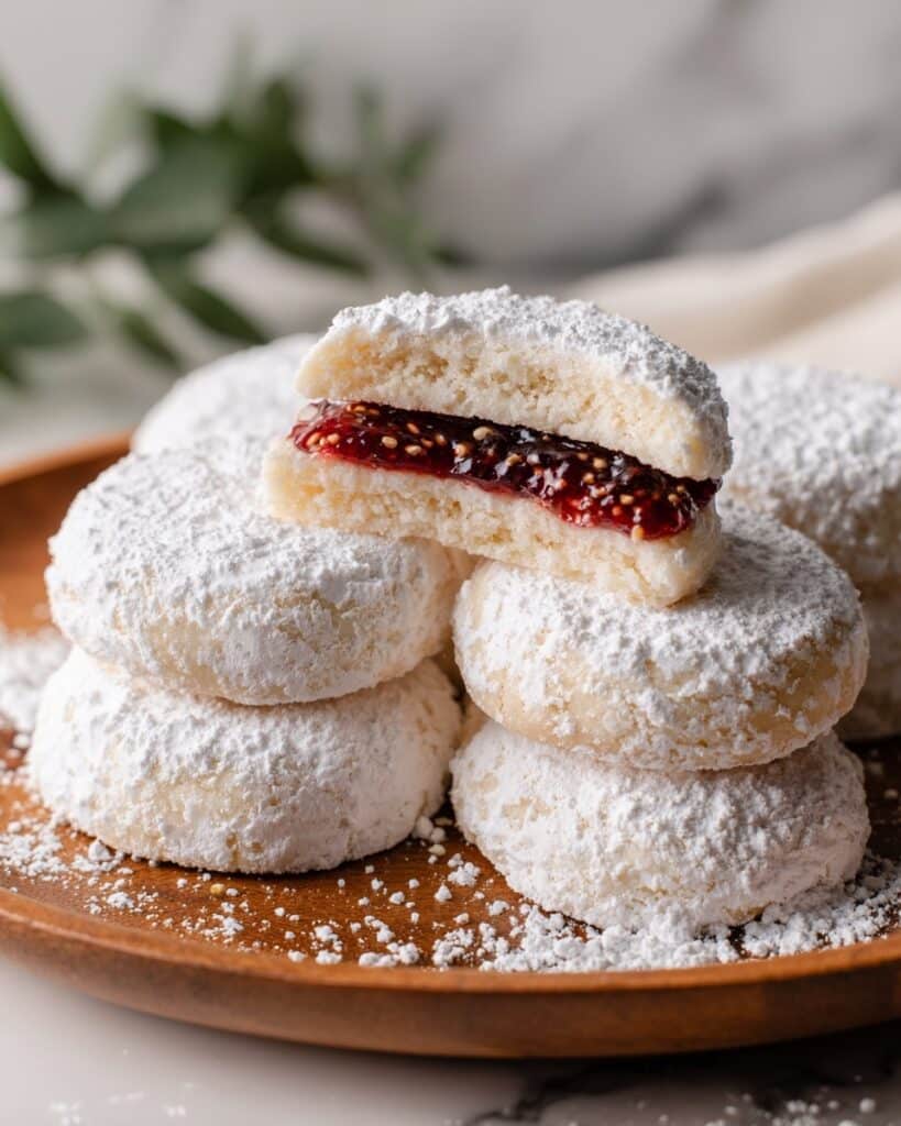Raspberry-Filled Almond Snow Cookies Recipe