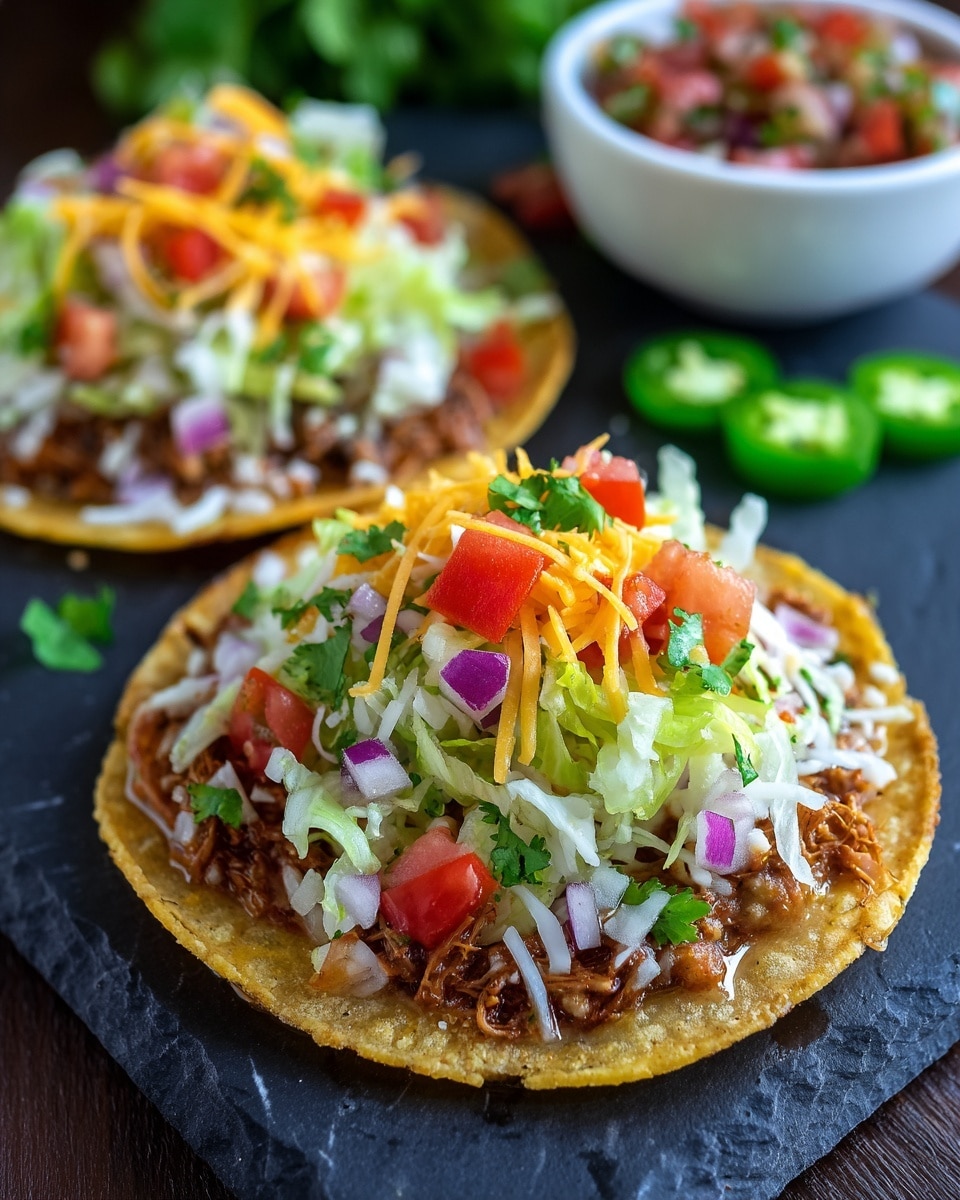 Cheesy Tostadas with Lettuce and Creamy Sauce Recipe - Recipe Image