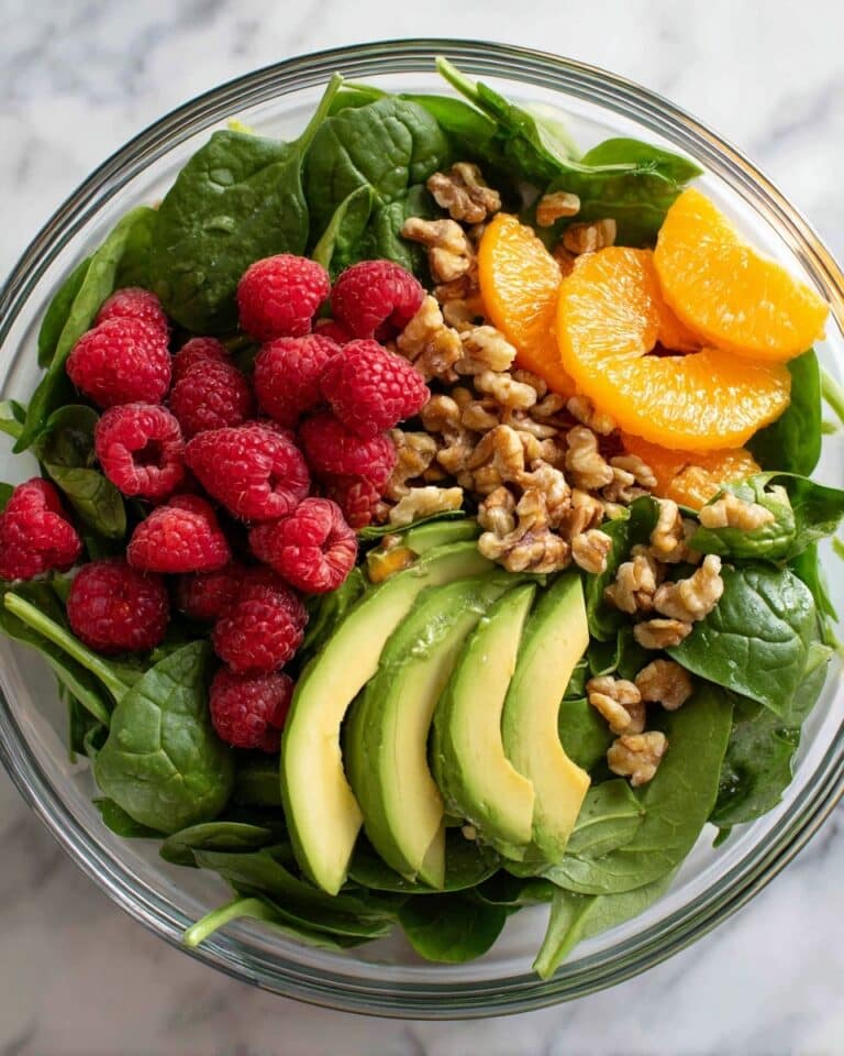 Raspberry-Spinach Salad with Avocado & Walnuts Recipe