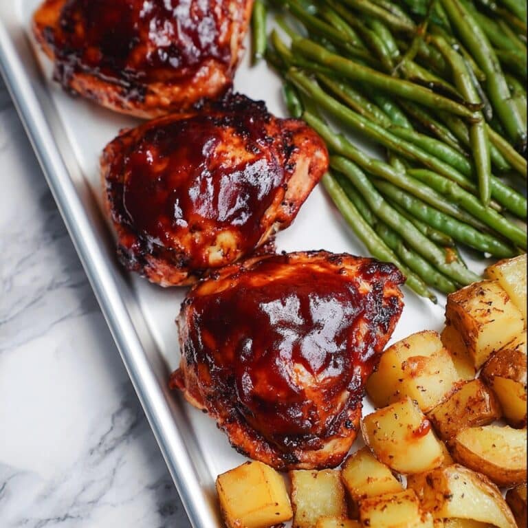 Sheet Pan BBQ Chicken, Potatoes, and Green Beans Recipe