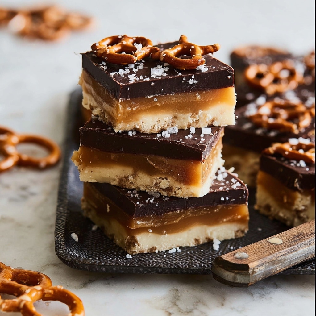 Chocolate Caramel Pretzel Bars Recipe - Recipe Image