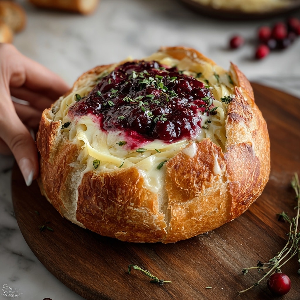 Baked Cranberry Brie Bread Bowl Recipe - Recipe Image