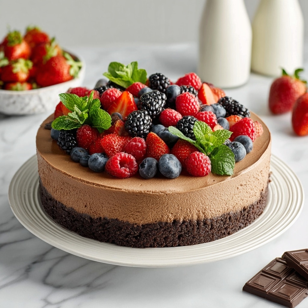 Vegan Chocolate Mousse Cake with Berry Garnish Recipe - Recipe Image