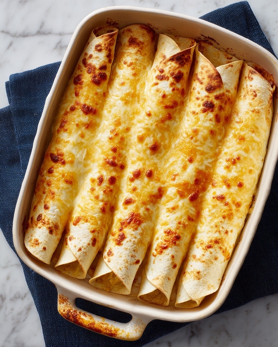 White Chicken Enchiladas with Creamy Green Chile Sauce Recipe - Recipe Image