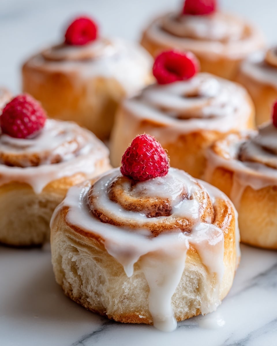Raspberry Cinnamon Rolls with Lemon Glaze Recipe - Recipe Image