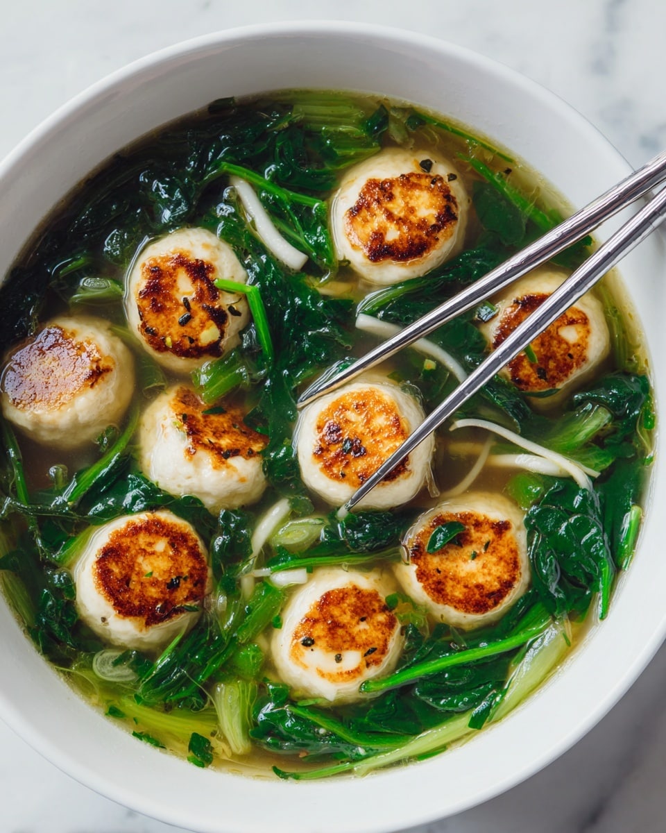 Vietnamese Mustard Green Soup with Shrimp Balls Recipe - Recipe Image