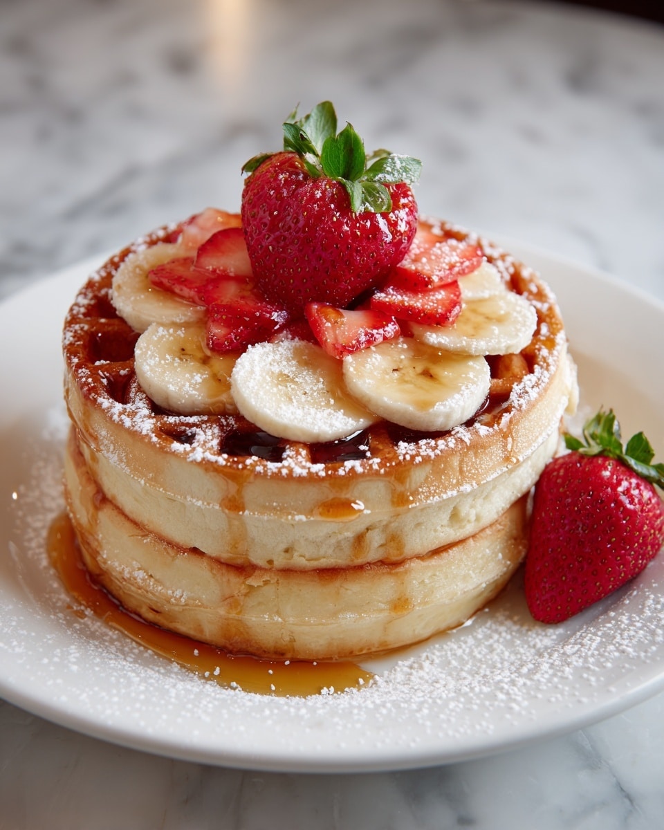 Caramelized Coconut Banana Bread Waffle French Toast Recipe - Recipe Image