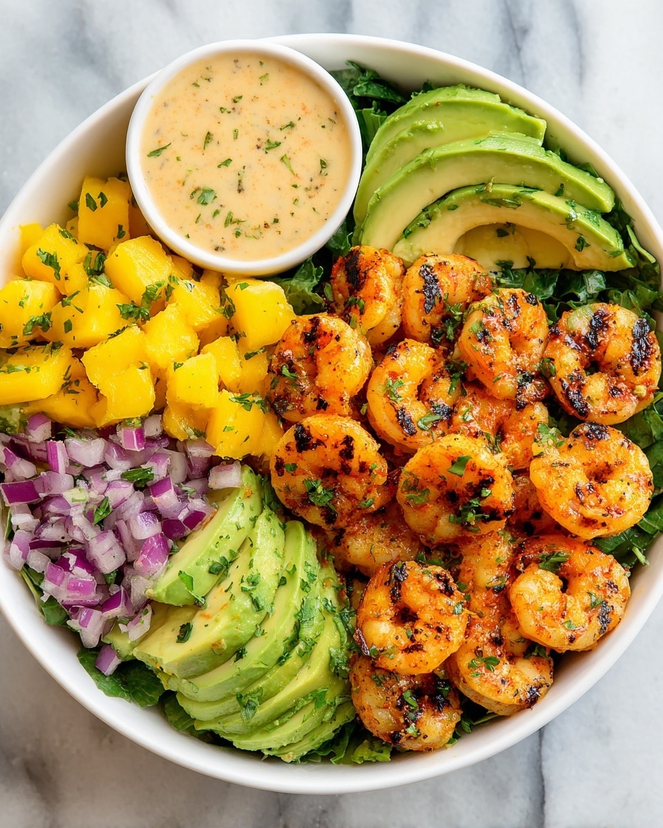 Shrimp and Avocado Bowls with Mango Salsa & Lime-Chili Sauce Recipe - Recipe Image