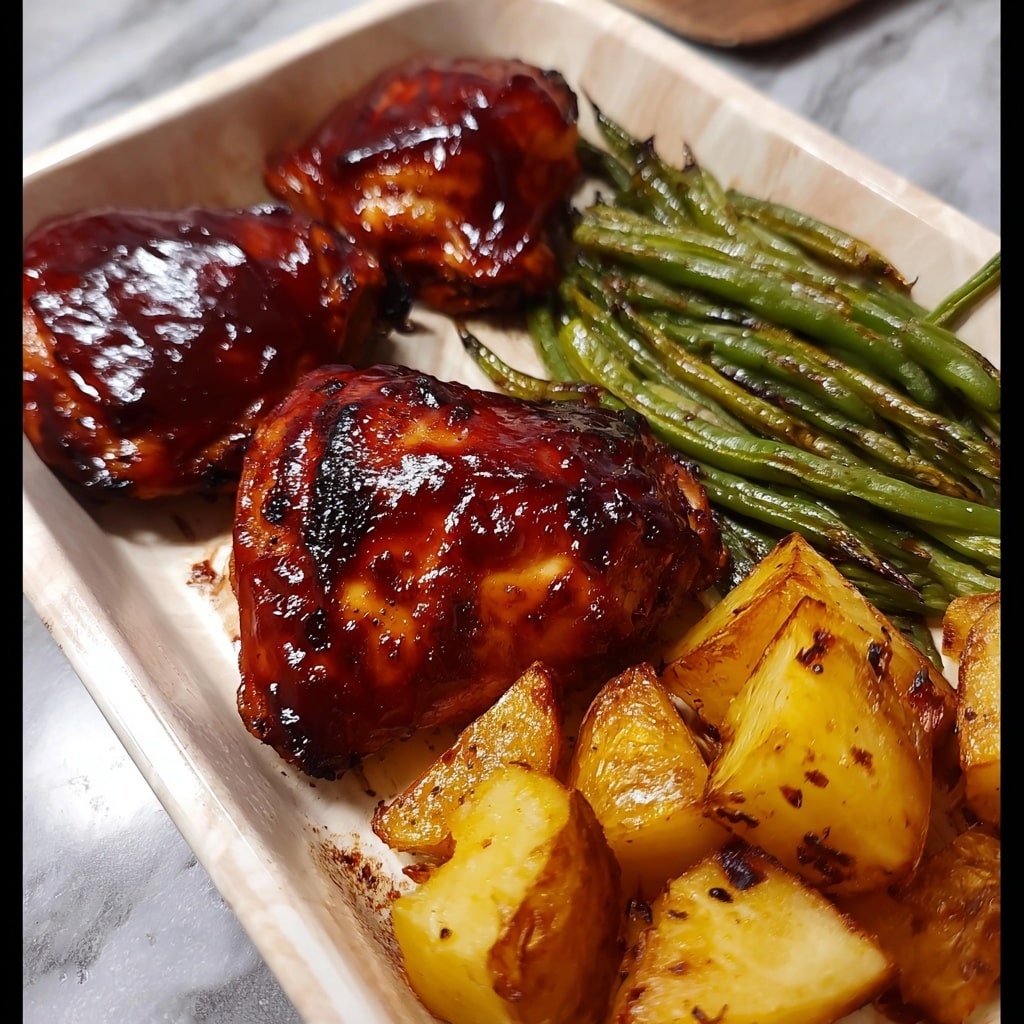 Sheet Pan BBQ Chicken, Potatoes, and Green Beans Recipe - Recipe Image