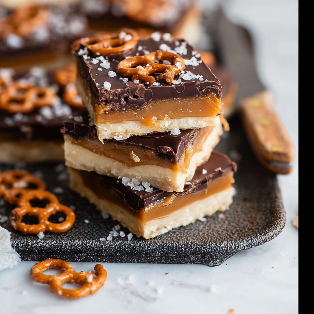Chocolate Caramel Pretzel Bars Recipe - Recipe Image