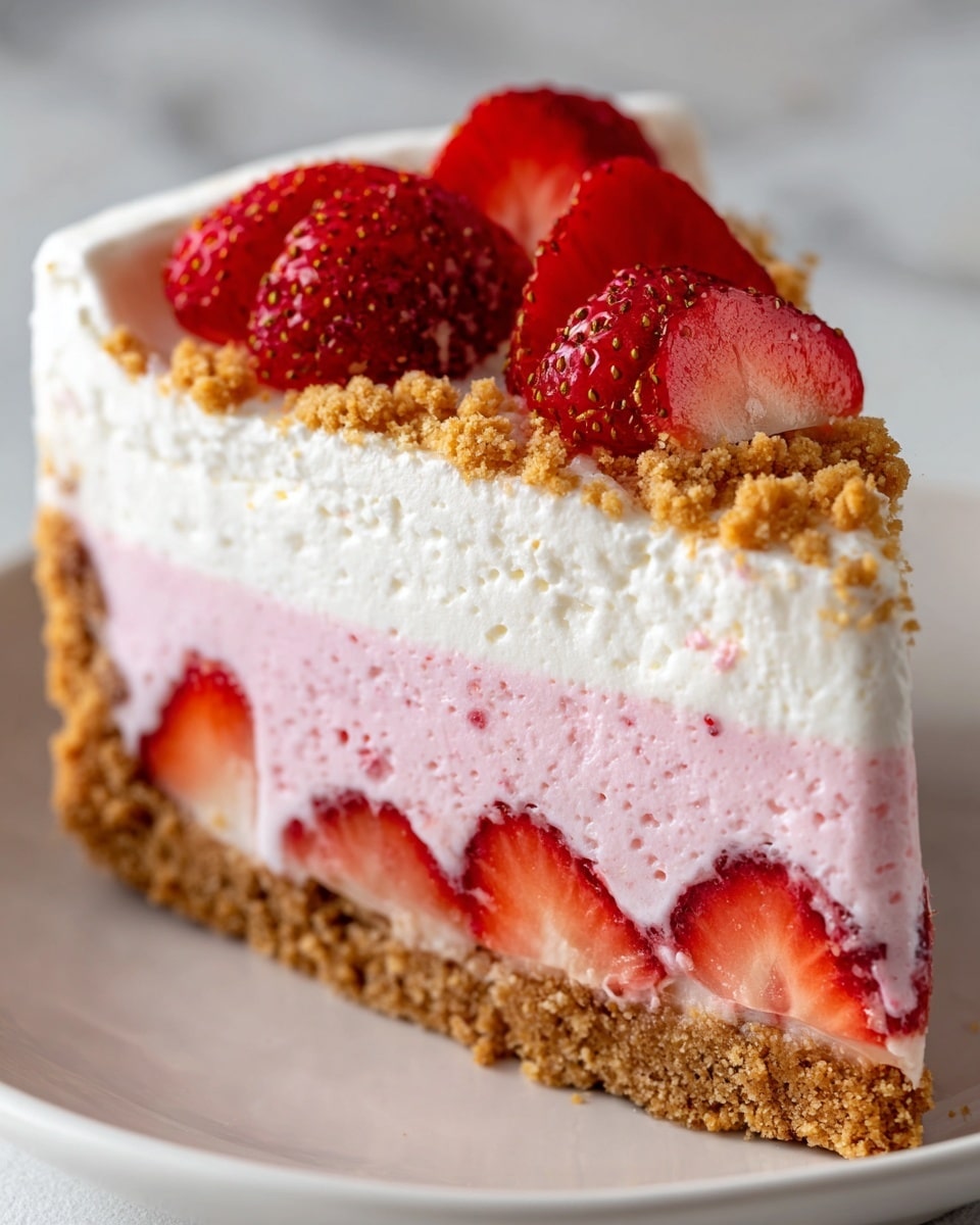 No-Bake Strawberry Crunch Cheesecake Recipe - Recipe Image