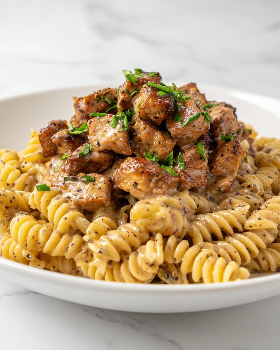 Garlic Butter Chicken Bites & Spicy Cajun Alfredo Twisted Pasta Recipe - Recipe Image