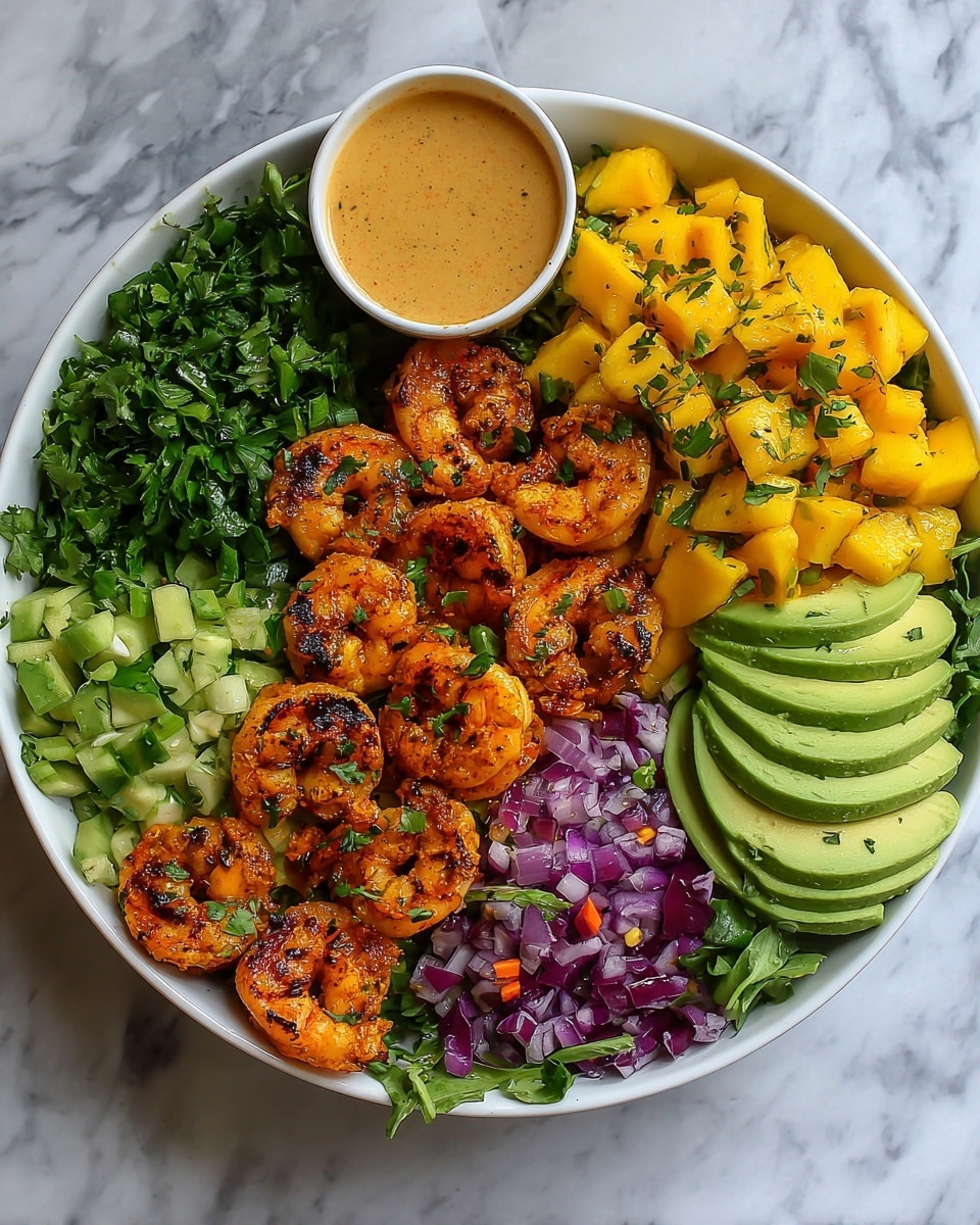 Shrimp and Avocado Bowls with Mango Salsa & Lime-Chili Sauce Recipe - Recipe Image