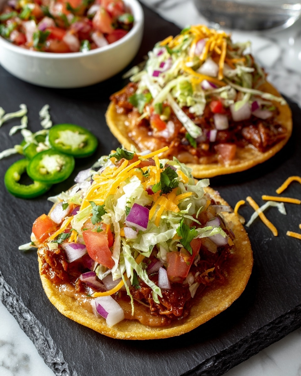 Cheesy Tostadas with Lettuce and Creamy Sauce Recipe - Recipe Image