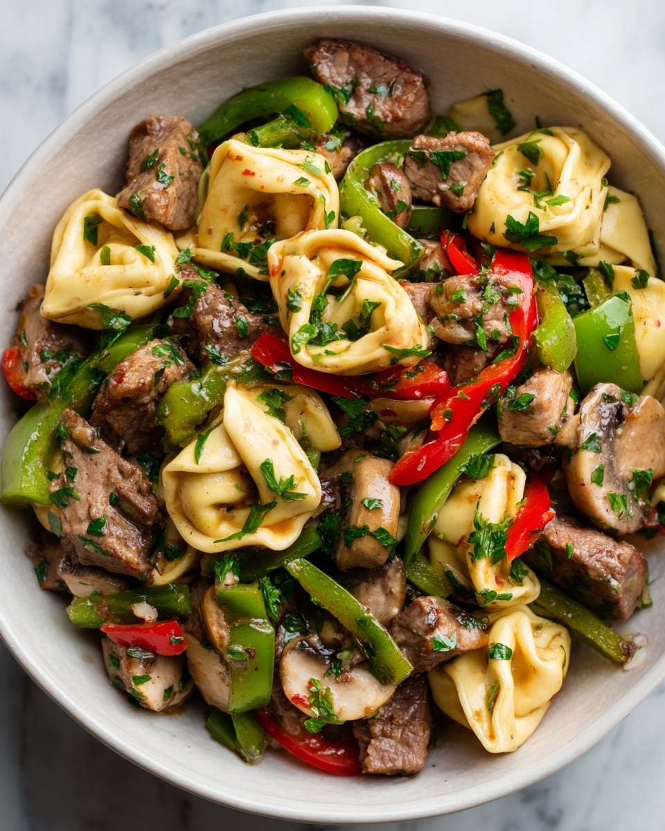 Philly Cheesesteak Tortellini Recipe - Recipe Image